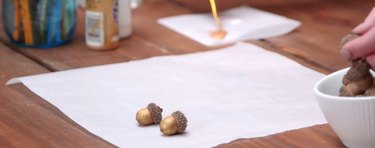Acorns decorated with gold paint