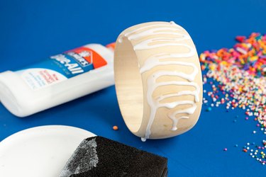 Wooden bangle covered in craft glue