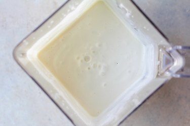 Vanilla ice cream base in a blender