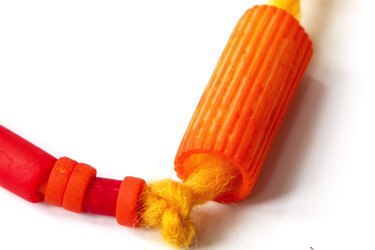 colored pasta + yarn + knots