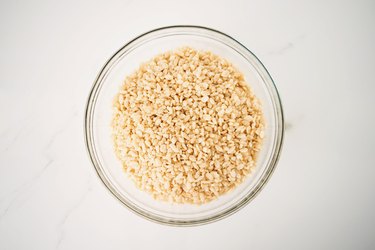 Puffed rice cereal in a large bowl.