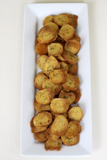 tray of homemade bagel chips