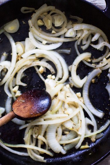 onions in a pan