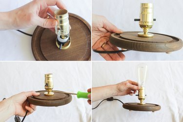 Placing shell back on socket and attaching light bulb