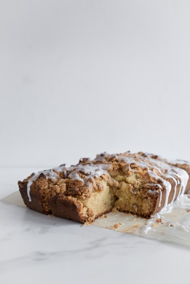 This Cinnamon Toast Crunch Coffee Cake is best eaten warm on the day of making.