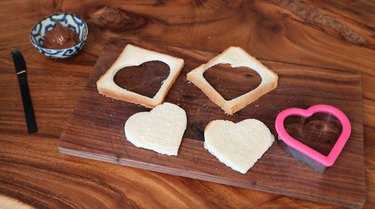 cutting bread into heart shapes