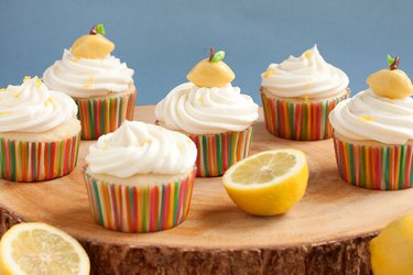 Lemonade cupcakes with lemon-shaped cupcake toppers