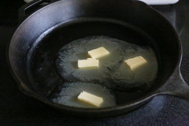 butter melting in skillet