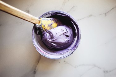 Mix the red and blue food colorings to reach a pastel Lavender shade.