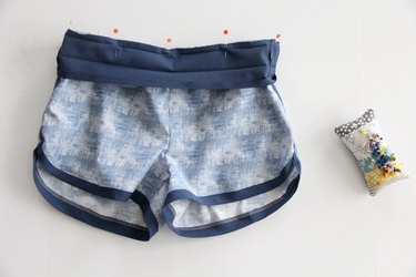 pin and sew waistband to shorts
