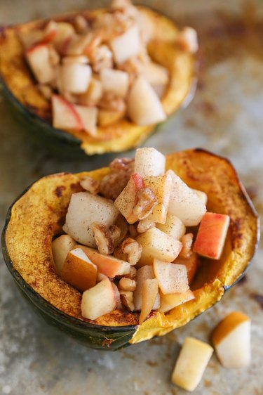 acorn squash stuffed with apples, pears, and walnuts