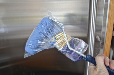 store paint brushes in bag in refrigerator