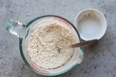 flour, baking soda, salt in a measuring cup