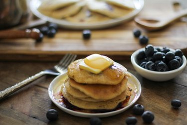 Plate of blueberry pancakes