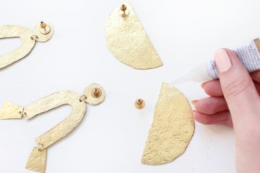 Glue posts to shapes for geometric earrings