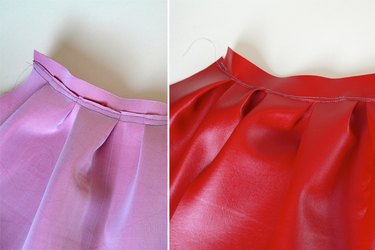 sewing pleated skirt to the waistband