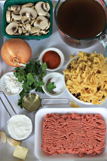 ingredients for beef stroganoff