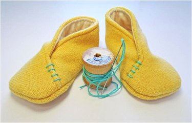 Cute yellow baby booties