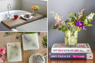 Collage of DIY bathroom projects