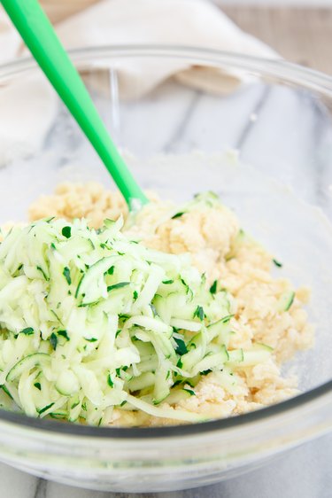freshly grated zucchini gets added to batter