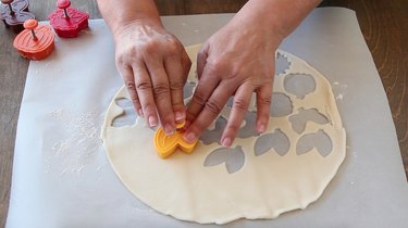 Cutting pie crust leaves