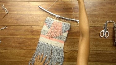 Making a simple woven wall hanging.