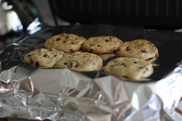 Finished cookies on a grill.