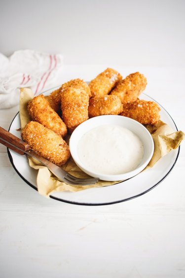 Croquettes served with aioli.