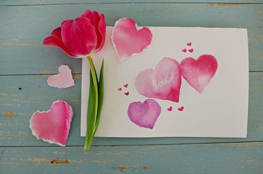 A valentine made with watercolor.
