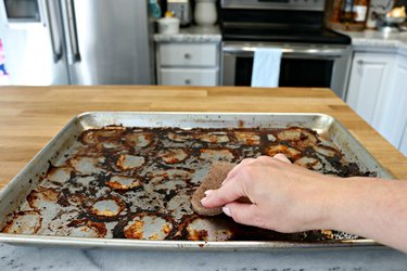 how to get burned food off baking pans naturally