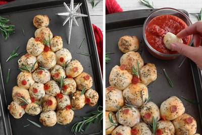 Christmas tree pull-apart pizza bread