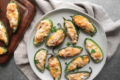 Chicken & cheese stuffed jalapeño peppers