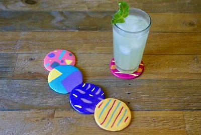 DIY Colorful Abstract Art Polymer Clay Coasters