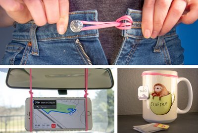 A collage of rubber band hacks