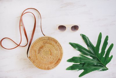 Round straw basket bag
