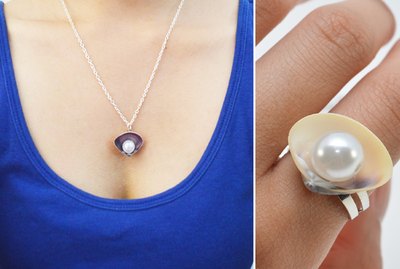 DIY Seashell Pearl Necklace and Ring