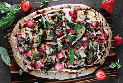 Strawberry balsamic and brie pizza