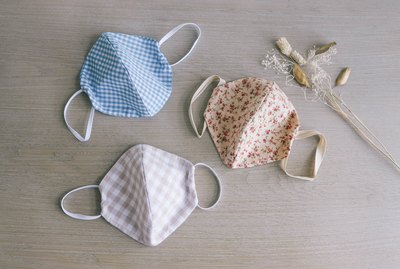 DIY gingham and floral fabric face masks