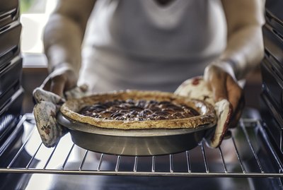 Baking Pecan Pie in The Oven for Holidays