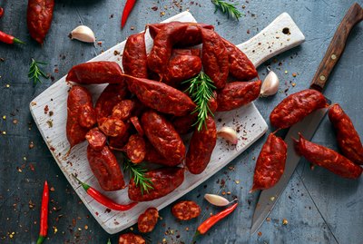 Spanish pork chorizo sausages made with paprika, garlic, chilli and rosemary