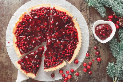 Cranberry Tart with browned butter crust
