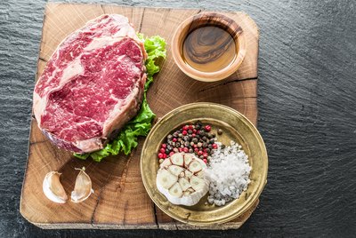 Steak Ribeye with spices.