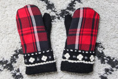 Take an old flannel shirt that's been hanging around the thrift store or maybe even a loved ones old shirt to create some mittens.