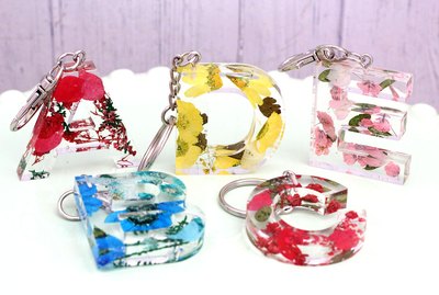 floral resin keychains
