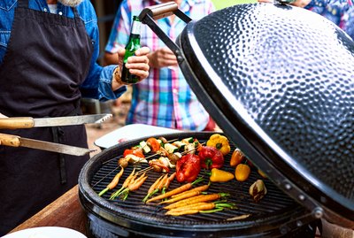 Vegetables cooking on barbecue