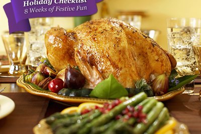 Woman with roast turkey