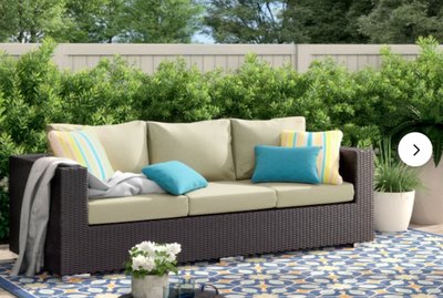 Brentwood 88'' Wide Outdoor Wicker Patio Sofa With Cushions