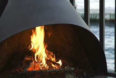 Fireplace with fire