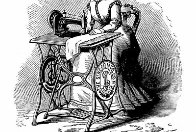 Woman with sewing machine