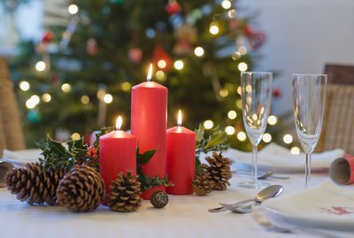 Candles and pinecones